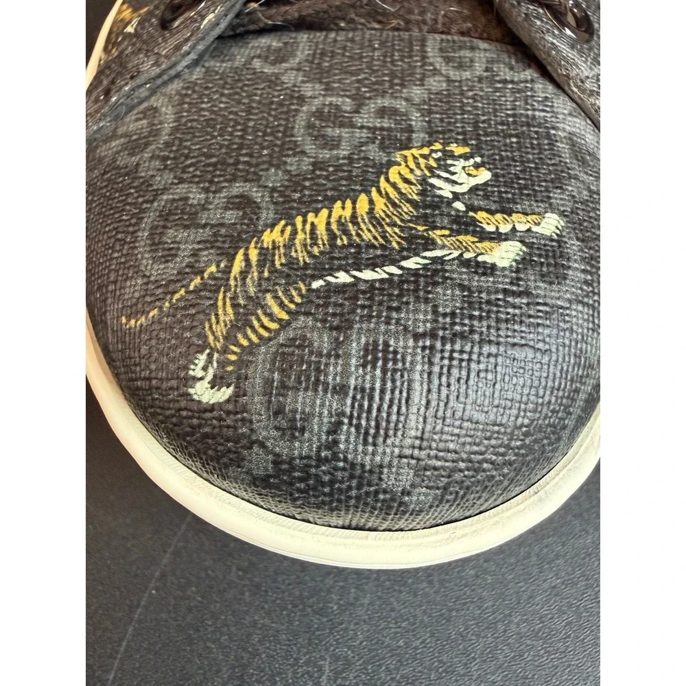 Gucci Ace GG Supreme Tiger Web Stripe Sneakers Black Leather Men US 11 Ebay Cert